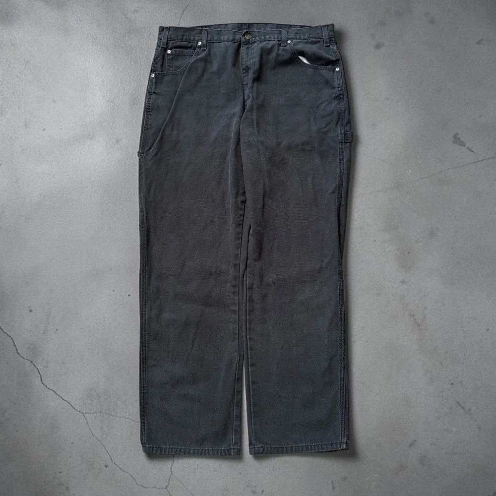 Dickies Duck Carpenter Relaxed Fit Mens Size 38x32 Canvas Work Pants Black